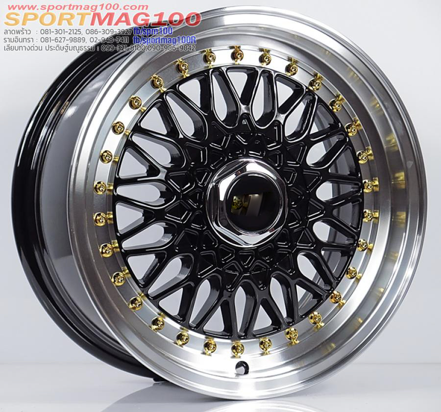 ล้อแม็กใหม่ BBS RS 4รู100/114 ดำขอบเงาหมุดทอง 7 -15นิ้ว ล้อแม็ก ล้อแม็กใหม่ BBS RS 4รู100/114 ดำขอบเงาหมุดทอง 7 -15นิ้ว