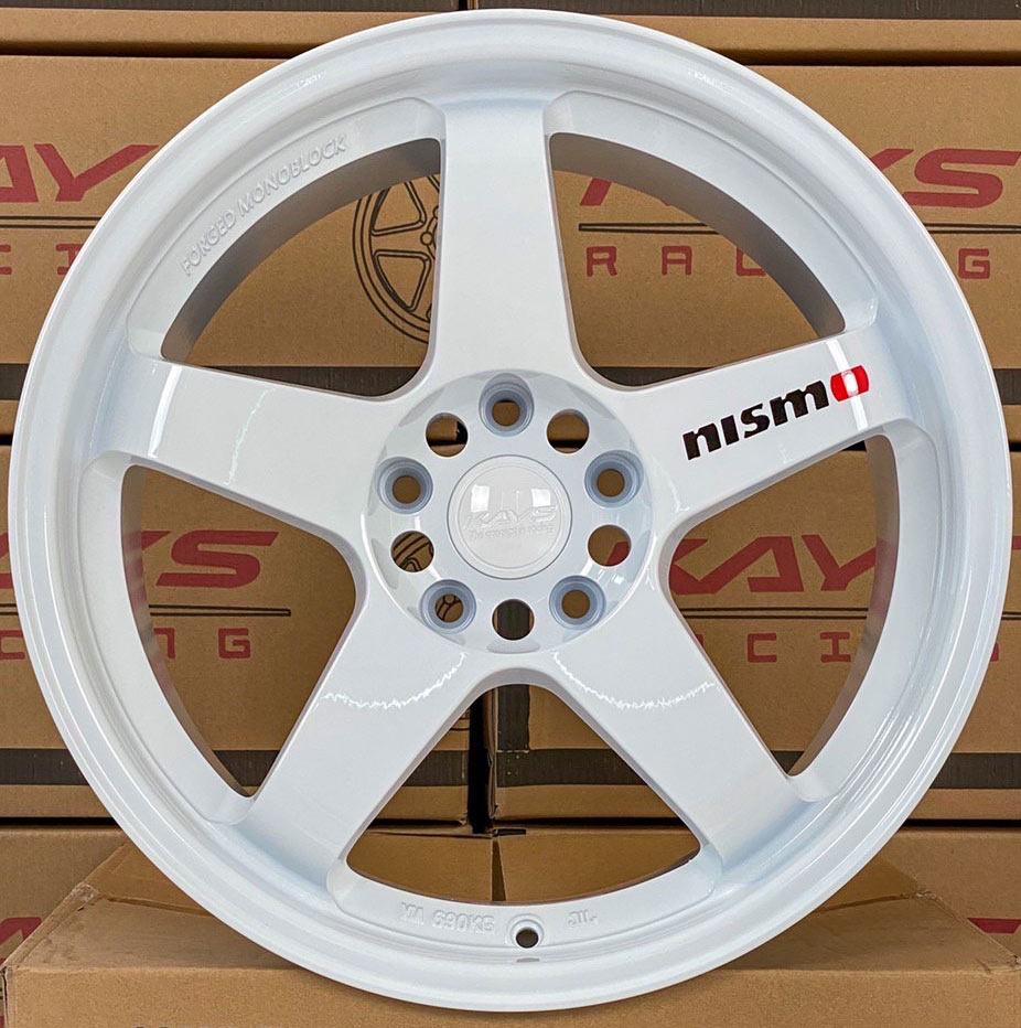 ล้อแม็กใหม่ลาย NISMO GT5 5รู114 ET25 สีขาว 8.5-18นิ้ว ล้อแม็ก ล้อแม็กใหม่ลาย NISMO GT5 5รู114 ET25 สีขาว 8.5-18นิ้ว