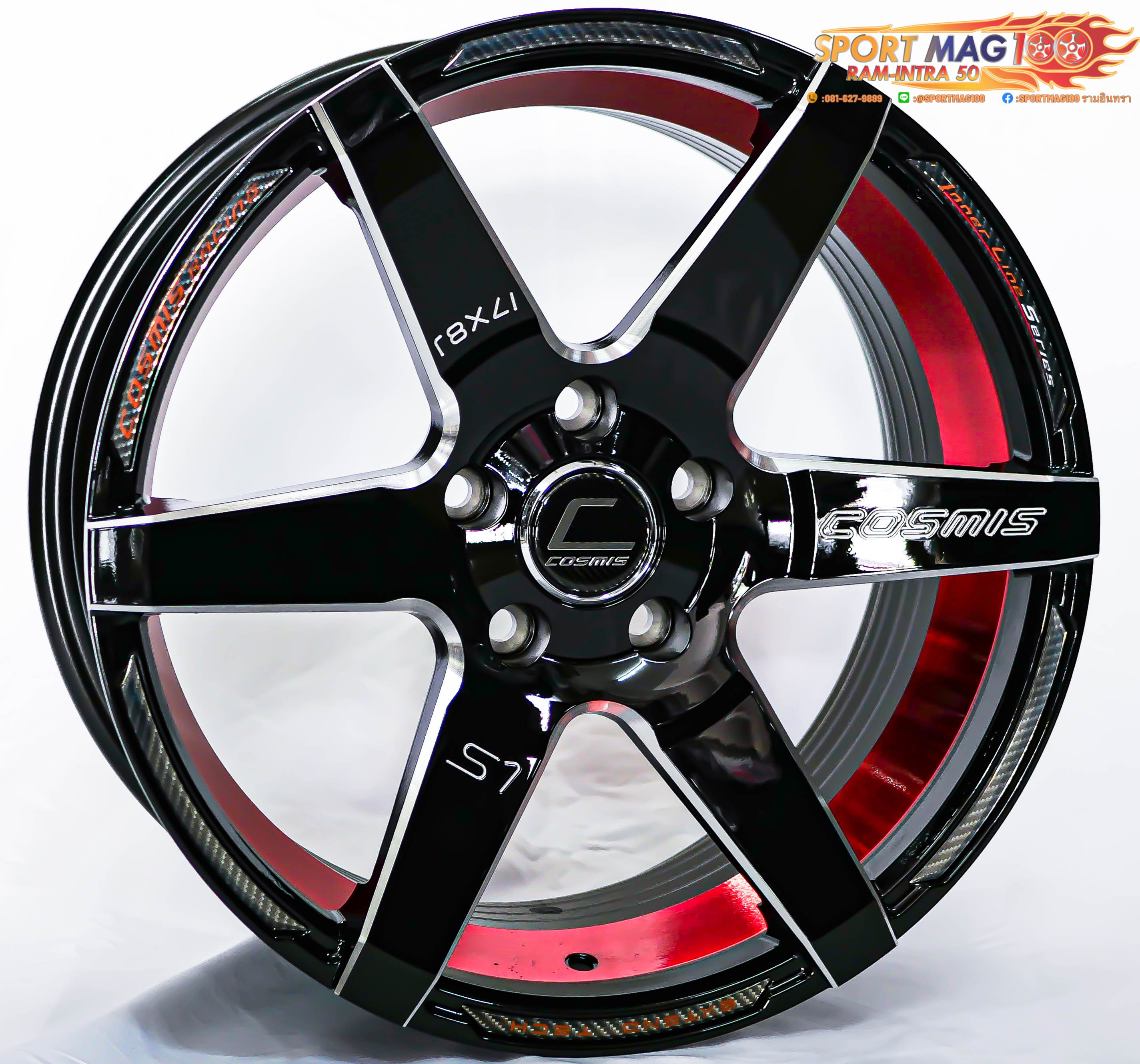 ล้อแม็กใหม่ Cosmis S1 5รู114 ET30 ดำมิลลิ่งท้องแดง 8-17นิ้ว ล้อแม็ก ล้อแม็กใหม่ Cosmis S1 5รู114 ET30 ดำมิลลิ่งท้องแดง 8-17นิ้ว