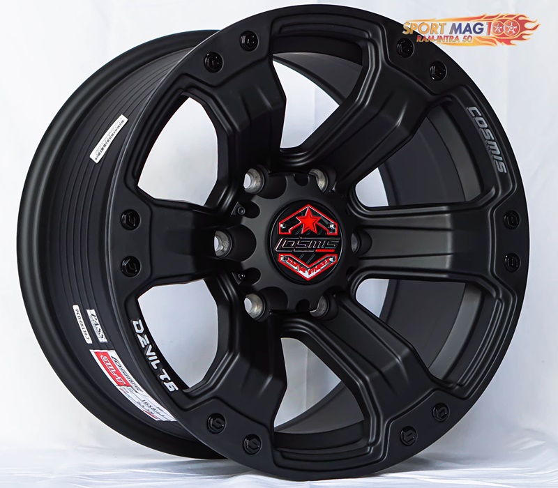 ล้อแม็กใหม่ COSMIS DEVIL T6 6รู139 ET10 ดำด้าน 8.5-16นิ้ว ล้อแม็ก ล้อแม็กใหม่ COSMIS DEVIL T6 6รู139 ET10 ดำด้าน 8.5-16นิ้ว