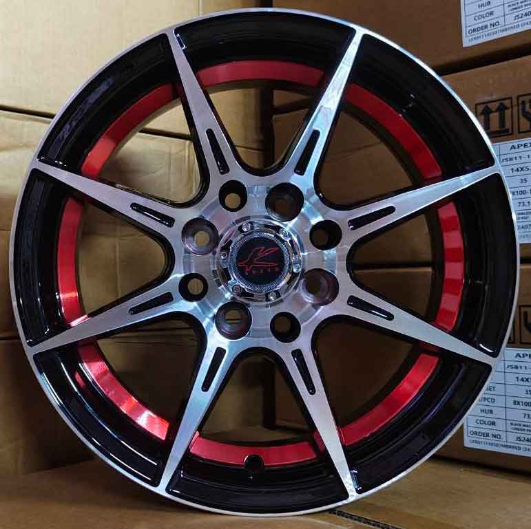 ล้อแม็กใหม่ Kspeed LW01 4รู100/110 ET35 ดำหน้าเงาคัตแดง 5.5-14นิ้ว ล้อแม็ก ล้อแม็กใหม่ Kspeed LW01 4รู100/110 ET35 ดำหน้าเงาคัตแดง 5.5-14นิ้ว