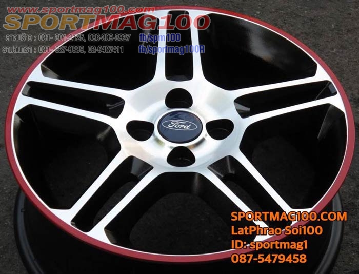 แม็กซ์มือสอง Ford Fiesta Modify 4รู100 ดำเงาแดง 6-16นิ้ว ล้อแม็ก แม็กซ์มือสอง Ford Fiesta Modify 4รู100 ดำเงาแดง 6-16นิ้ว