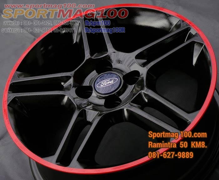 แม็กซ์ป้ายแดง Ford Fiesta Modify ดำเงาขอบแดง-16นิ้ว ล้อแม็ก แม็กซ์ป้ายแดง Ford Fiesta Modify ดำเงาขอบแดง-16นิ้ว