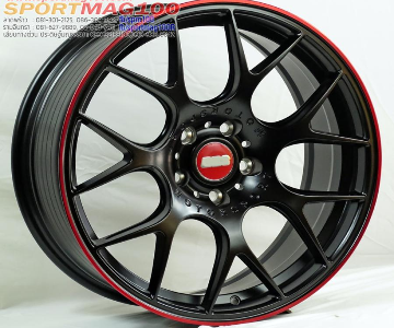 ล้อแม็กใหม่ flow forming ลาย Motorsport 5รู114 ดำขอบแดง ET35 8-18นิ้ว 
