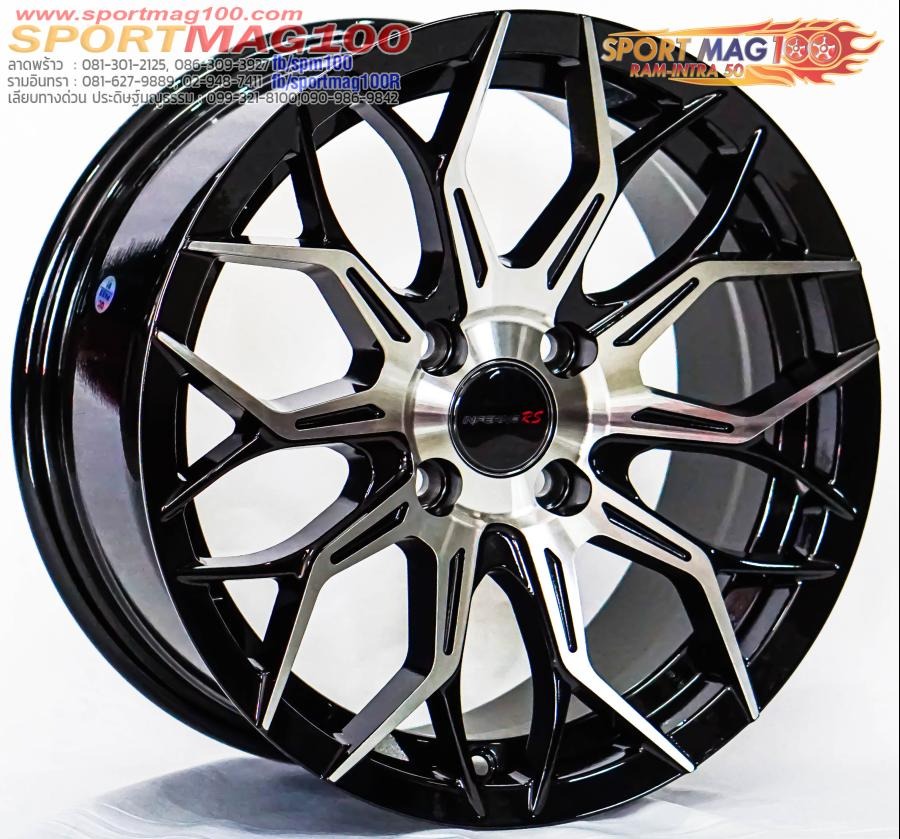 ล้อแม็กใหม่ INFERNO RS 2302 4รู100 ET35 สีดำหน้าเงา 7-15นิ้ว